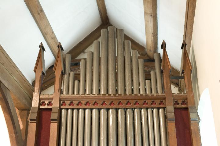church_organ.jpg - Organ pipes stretching up to the ceiling provide a fitting musical accompaniment to the service in a rural church